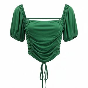 Fashion Nova Emerald Puff Sleeve Crop Top